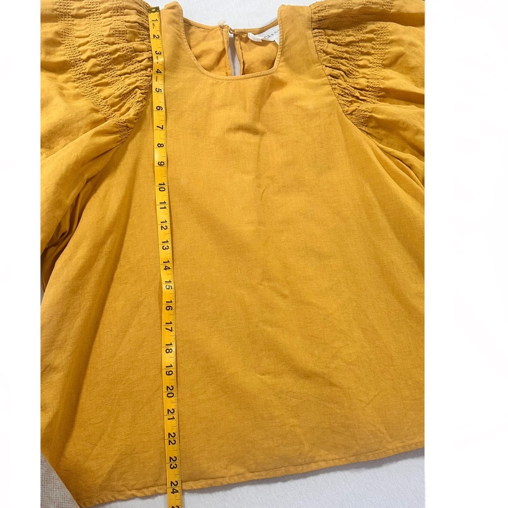 THE GREAT. Golden Smocked Butterfly Linen- Cotton Top Size Medium - Picture 14 of 15
